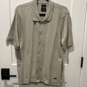 Cubavera Olive Green Short Sleeve Men’s button sweater